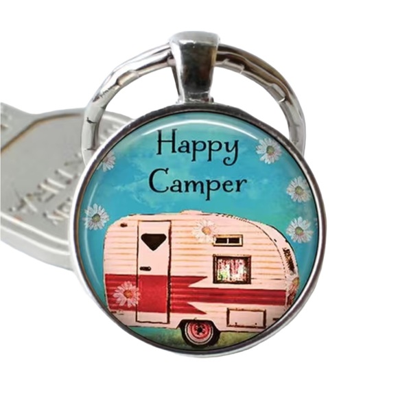 Happy Camper Silver Keychain - Picture 2 of 2